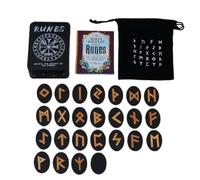 Riaisttd Juego de , 25 piedras místicas de madera con manual y de almacenamiento, herramientas de juego de adivinación de mitología para meditación, guía espiritual, kit portátil para