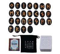 Riaisttd Juego de , 25 piedras místicas de madera con manual y de almacenamiento, herramientas de juego de adivinación de mitología para meditación, guía espiritual, kit portátil para