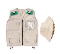 Riaisttd Kids Fishing Chaleco Explorer Outfit, Washable Play Vest with Hat Set 16,93 x 21,65 pulgadas, Lightweight Outdoor Gear for Park Jungle Zoo Tour Hunting Party Hike Use, Multi-Role
