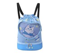 Riaisttd Kids Swim Bag, Impermeable Drawstring Beach Backpack 14,17 x 11,81 pulgadas, Lightweight Cartoon Pool Bag with Dry Wet Separation, Quick-Dry Storage Organizer, for School, Travel, Gym, gato