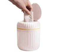 Riaisttd Light Luxury Desktop Trash Can, Paper Waste Press Bin with Lid, Chic Tabletop Garbage Can for Bedroom, End Table, and Bedside Table, Ideal for Home Decor Stylish Waste Management