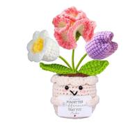 Riaisttd - Maceta de ganchillo, diseño de flores, 1,57 x 6,3 pulgadas, diseño de flores con tarjeta de inserción, diseño de flores de yarn, decoración de oficina con un bonito estilo, gracias a ti