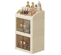 Riaisttd Makeup Organizer Stand, Stackable 3 Tier Storage Rack, and Perfume Holder, 9.06x7.48x15.35 Inches, Compact Vanity Display, for Girls, Women, Desk, Bathroom, Bedroom