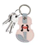 Riaisttd Multipurpose Vintage Leather Keychain, Violin Keychain Making Kit, Lightweight and Stylish Accessory for Backpacks, School Bags, and Daily Use, rosa, Fare riferimento alla descrizione