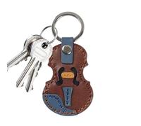 Riaisttd Multipurpose Vintage Leather Keychain, Violin Keychain Making Kit, Lightweight and Stylish Accessory for Backpacks, School Bags, and Daily Use, Marrón oscuro, Fare riferimento alla