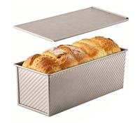 Riaisttd - Nonstick Bread Pan, Corrugated Steel Bakeware, 12,60 x 4,72 x 4,33 in Loaf Baking Pan with Lid Cover, Carbon Steel Heat Distribution Tray, Classic Kitchen Style Design, Home Bakery Use