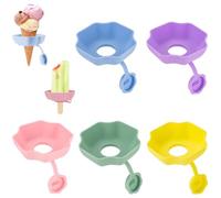 Riaisttd Portahelados sin infantiles | 5 Piezas Recogedor Silicona AntiReutilizable | Portahelados | Para Niños Exterior Piscina Playa Barbacoa Picnic Camping Verano Aperitivo Postre