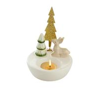 Riaisttd - Portavelas cónicas navideñas - Muñeco de nieve y reno de cerámica | Portavelas de té Pieza Maestría de Navidad | para decoración del hogar mesa de comedor capa chimenea salón dormitorio