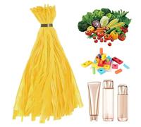 Riaisttd Produce Bags, 100 Pieces Stretchable Mesh Vegetable Bags for Easy Storage, Loop-Style Closures with Reusable Net Design, for Food Preservation Kitchen Grocery Shopping 15.74inch, amarillo
