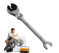 Riaisttd Ratcheting Open-End Wrench for Nuts, Double Opening Ratchet Combination Wrench, Flare Nut Wrench for Oil Pipe, Ratcheting Wrench for Tubes and Hoses, Open End Ratcheting Wrench
