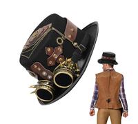 Riaisttd Removable Goggles Hat, Steampunk Dress Up Accessories, Adult Men's Costume Hat, Halloween Costume Headgear, Vintage Gothic Hat, Steampunk Cosplay Accessories, Unique Costume Hats for Men