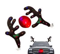 Riaisttd Reno de Navidad para coche, decoración al aire libre de fiestas para coche, estilo de disfraz, decoración navideña temática de reno para coche, para SUV, furgoneta, camión y cualquier