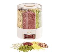 Riaisttd Rice Dispenser, Rotatable Airtight Storage Barrel, Food Grade Container with Dividers, 9.44 Inches, Anti Gnat and Moisture Protection for Pantry, Beans, Flour, Oats, Cooking, Baking