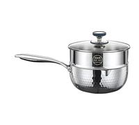 Riaisttd Sartén de salsa con tapa, acero inoxidable con tapa, mango y vertedor - olla de vapor de cocina sin recubrimiento - Para cocinar, freír, cocinar a fuego lento y cocinar sopa para comidas