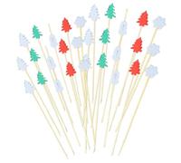 Riaisttd Selección de cócteles navideños,Palitos de cóctel navideños | Brochetas de dulces - Palillos de dientes para fiesta de 4,7 pulgadas, 100 selecciones para aperitivos, árboles de