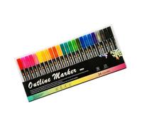 Riaisttd Shimmer Outline Markers, Colorful Outline Pens, Waterproof Art Markers, Creative Markers, Art Supplies For Posters, Greeting Card Pens, Smudge-Resistant Markers, Color Outline Markers
