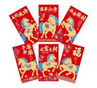 Riaisttd Sobres Rojos Del Año Del Caballo 2026 | 6 Piezas Dibujos Animados Portátiles Decoraciones Del Hogar - Sobres Rojos De Año Nuevo Chino - Para Novia Hombres Mujeres Hijos