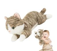 Riaisttd Soft Cat Toy, Weighted Cat Plush, Lying Cat Stuffed Animal, Multi-Functional Cat Toy, Cute Cat Plush Toy, Cat Nap Pillow, 45cm/17.72 inches Stuffed Animal for Kids, Children's Room Plushes