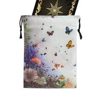 Riaisttd Tarot Card Storage Bag, Soft Velvet Jewelry Pouch, Printed Drawstring Organizer, 5.12x7.09 Inches, Ideal for Dice, Watch, Rune, Divination Supplies, Spiritual Items, and Altar