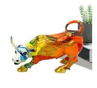 Riaisttd Wall Street Bull Ornament, Walls Street Bulls Art Decor, Resin Figurines Workplace Decoration, 7.48x5.51x5.51 Inches Exquisite Bull Animal Figure Arts for Table, Home