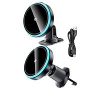 Riaisttd Wireless Car Charger, Magnetic Phone Mount, 15w Fast Charging Stand, 4,5 To7 Inches Auto Locking Dashboard Cradle, for Center Console, RV, Vehículo Interior, Smartphone on The Go