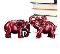 Riaisttd Wooden Elephant Statue, Figura decorativa de animales, 5,51 x 3,54 x 3,74 pulgadas, Intricate Craft Design for Desk Bookshelf Bedroom and Living Room Decor