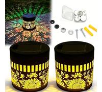 rialgirw Lampade Solari da Parete con Motivo Mandala - Lampada Decorativa da Esterno a Proiezione con 7 Colori Variabili - Luce Impermeabile in Metallo per Recinzioni, Giardini e Cortili (C,2PCS)