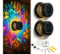 rialgirw Lampade Solari da Parete con Motivo Mandala - Lampada Decorativa da Esterno a Proiezione con 7 Colori Variabili - Luce Impermeabile in Metallo per Recinzioni, Giardini e Cortili (A,2PCS)