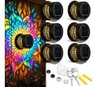 rialgirw Lampade Solari da Parete con Motivo Mandala - Lampada Decorativa da Esterno a Proiezione con 7 Colori Variabili - Luce Impermeabile in Metallo per Recinzioni, Giardini e Cortili (A,6PCS)