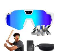 rialgirw Pov Glasses - Gafas de sol de béisbol 4K con cámara, actualización 2026 4K HD Pov Deportes de grabación inteligente con audio para béisbol y acción al aire libre (Tri-C)