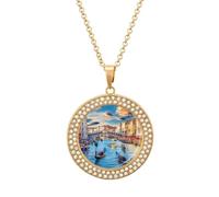 Rialto Bridge And Gondolas in Venice Collar para mujer, colgante ajustable para mamá, esposa, novia regalos, talla única, Metal