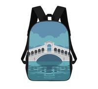 Rialto Bridge in Venice over Canal Mochila Infantil, Mochila Escolar Para Niños, Mochila Escolar Infantil Con Estampado 3D De Dibujos Animados, Mochila De Gran Capacidad Para Niños Y Niñas 17inch