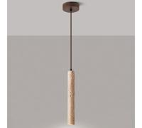 Riankh Lámpara colgante cilíndrica de piedra for isla de cocina 3W LED Lámpara colgante de tubo largo beige Lámpara de suspensión ajustable en altura for sala de estar Granja Dormitorio Cafetería (Co