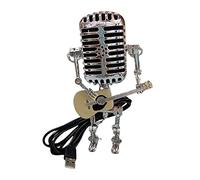 Rianpesn Escritorio con Robot micrófono | Holding Guitare Vintage, Vintage Micrófono Robot Dimmer Lamp | Mesa, Escritorio Robot con Guitarra, para dormitorios, Bar