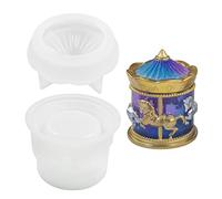 Rianpesn Resina - Moldes Caja con patrón carrusel con Tapa | Moldes para joyero, Resina Silicona, para Caja Almacenamiento, Moldes epoxi