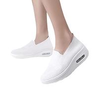 Rianpesn Zapatillas sin Cordones para Mujer, Zapatos Casuales para Caminar para Mujer, Zapatos Diarios sin Cordones Ligeros Cómodos para Caminar, Ponerse de pie, Correr, Blanco, 39 EU