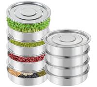 Riare Kit de germinación de semillas de acero inoxidable, bandejas apilables de 4 niveles de 6 pulgadas de diámetro, bandejas redondas de germinación de semillas con malla cifrada, kit de cultivo de