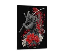 RIAVBAODG Samurái Holding A Katana Cuadro En Lienzo Cuadros Decorativos Samurái de Japón Pinturas Murales Modernos Impresiones De Para Salon Dormitorios Comedor Pasillo 12x18inch(30x45cm)