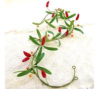 Riaxuebiy 2 Piezas Artificiales Chile Vid Plantas Guirnalda de Luces,con Pilas,Rojo Pimiento Bayas Hojas Verdes de Luces de Hadas para Dormitorio Jardín Navidad Decoración (A-Vid de Chile)