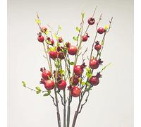 Riaxuebiy 26 Pulgadas Largo Rama de árbol de Granada Artificial,Bayas de Rosa Ramo con Hoja Verde Simulación Fruta Flor Accesorios para Mesa Navidad Centro Pieza Florero Decoración (Rojo, 2)