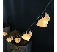 Riaxuebiy 5.4 Pies 10 LED Linda Animal Forma Conejo Luces de Cadena Cuarto Niños Luz de Noche Decorativa para Navidad Acción Pascua Dormitorio Decoración (Blanco Conejo)