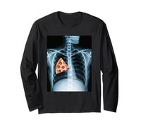 Rib Cage X-Ray Pizza Slice Funny Food Humor Anatomía Manga Larga