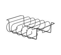 Rib Rack, Carbon Steel Roasting Stand, 12.32x9.96x2.87inch, Steak Holder, Outdoor Cooking Accessory, ideal for Roasting, Baking, Grilling, Camping, Backyard, Kitchen, Black/Silver