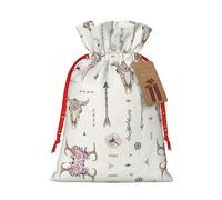 Ribal Bull Skull on White Print Christmas Packing Cloth Bag with Drawstring Reusable Food Storage Bag Decoration Bag