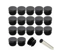 Ribbed End Caps for Furniture Tubes, 32-Pack, 16mm Round Tube Seals for Chairs and Tables