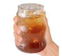 Ribbed Glass Drinking Cup, Wavy Cute Beverage Tool, for Juice Beer Soda Tea Cocktail Clear Material Indoor Outdoor Home Kitchen Cafe Office Stylish for Daily Party Apartment Living Room Use