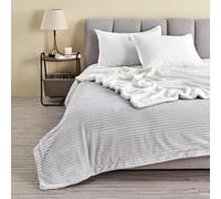 Ribbed Texture Reversible White Throw Blanket Fluffy and Luxurious Full Queen Blanket (90"""" x 90"""" Blanket White)