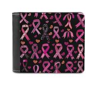 Ribbon Breast Cancer Awareness - Cartera plegable para hombre con tarjetero y monedero de piel