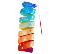 Ribbon Stick, Ribbon Rhythmic Gymnastics Ribbon for Kids Girls with Heart Pattern, Made with a Ring Iron Handle, Fiberglass Ribon and Satin Baton, Dance Play