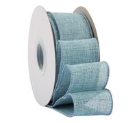 Ribbonitlux Cinta de arpillera con borde de alambre azul isla, 50 mm x 18 m, para envolver regalos, lazos grandes, coronas y decoración navideña